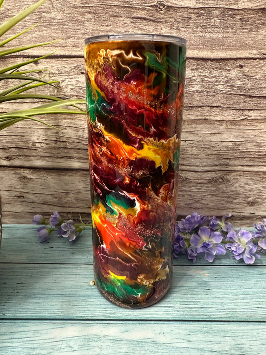Autumn Blossoms Handmade Custom Epoxy Tumbler