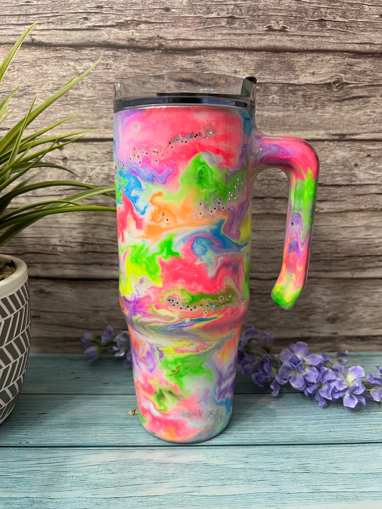 RTS #55 -30oz Grippy Tumbler-Neon Hopeful Dreams-Pre Made-RTS