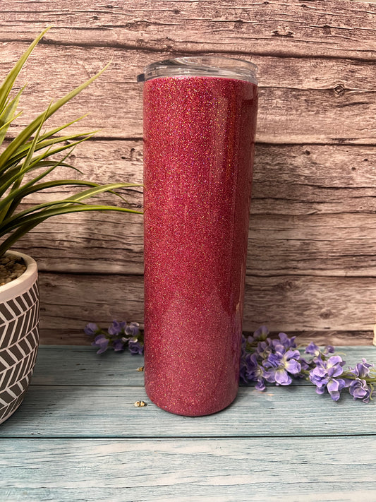 Rose Pink Fine Glitter-30oz Skinny Tumbler-Pre Made