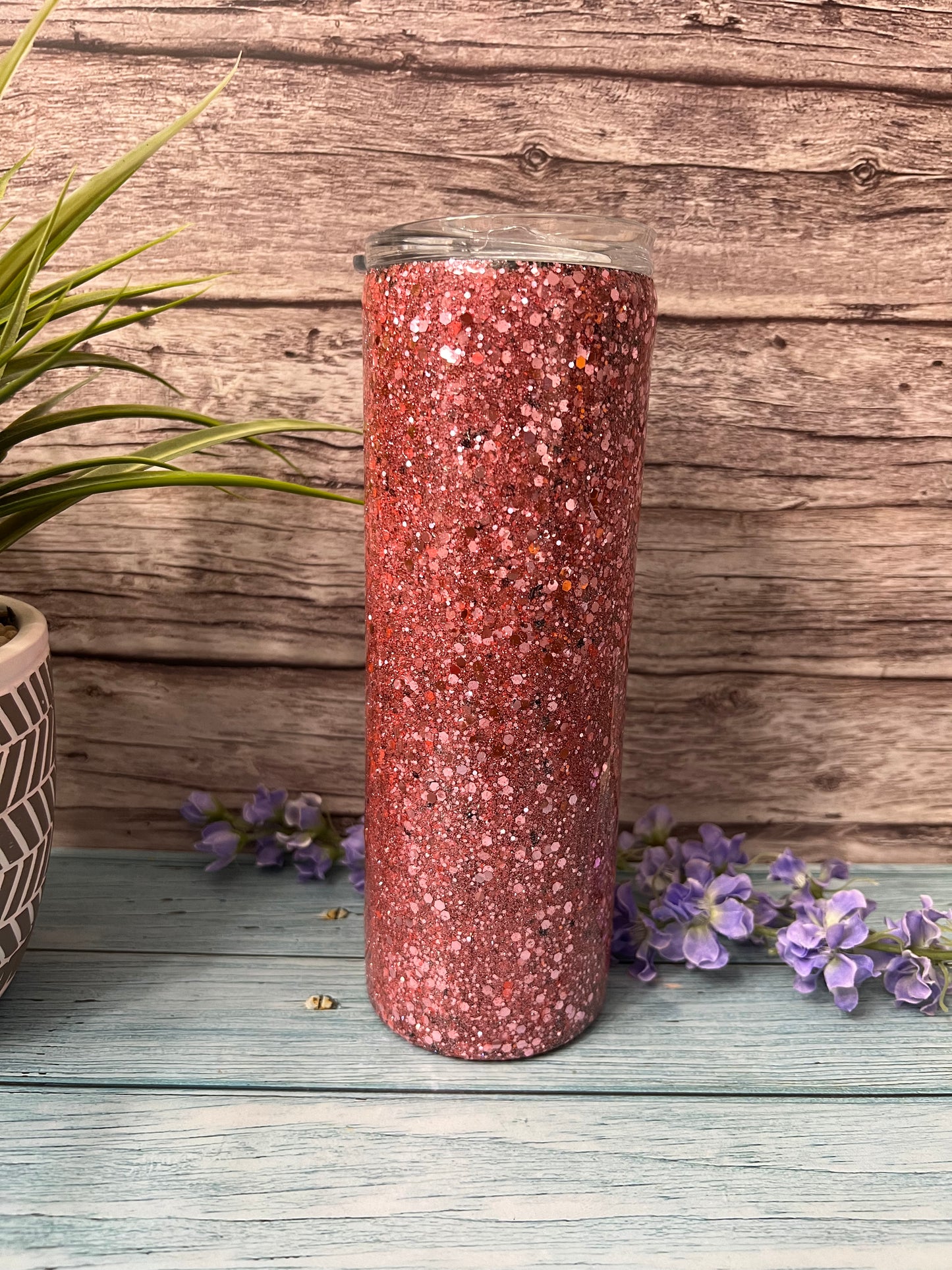 Metal Pink Chunky Glitter-20oz Skinny Tumbler-Pre Made