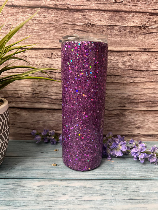 Lavender Holographic Chunky Glitter-20oz Skinny Tumbler-Pre Made