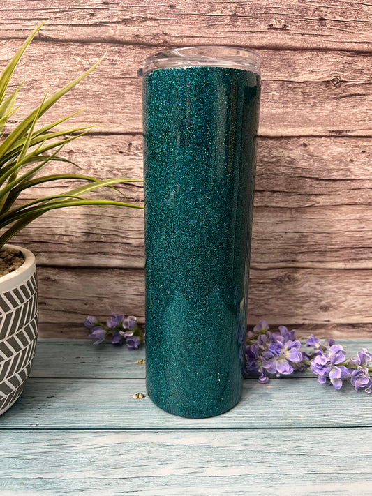 Peacock Fine Glitter-30oz Skinny Tumbler-Pre Made