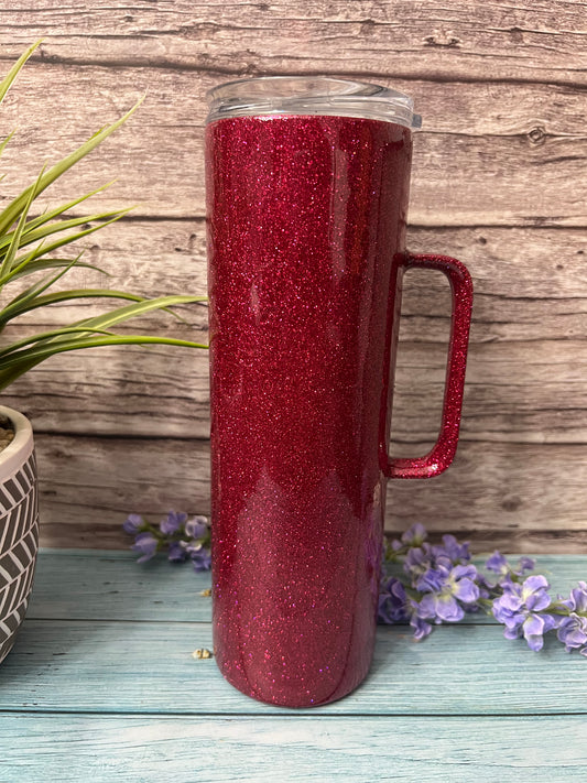 Raspberry Fine Glitter-30oz Skinny Hoggdle Tumbler-Pre Made