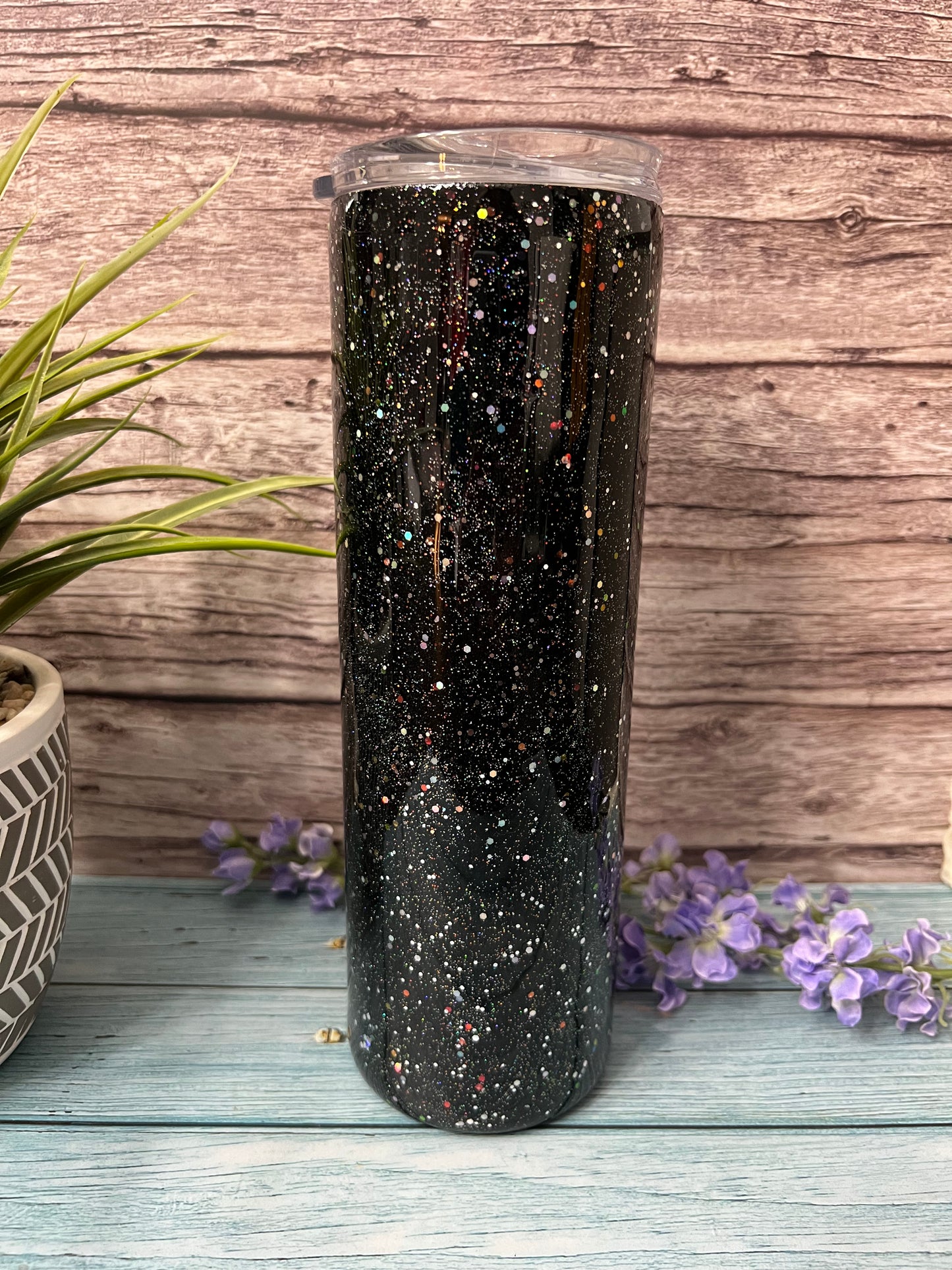 Black Disco Glitter-30oz Skinny Tumbler-Pre Made