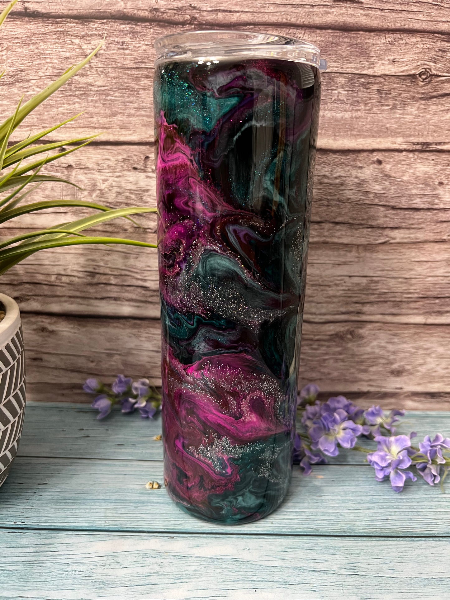 Midnight Raspberry Handmade Custom Epoxy Tumbler