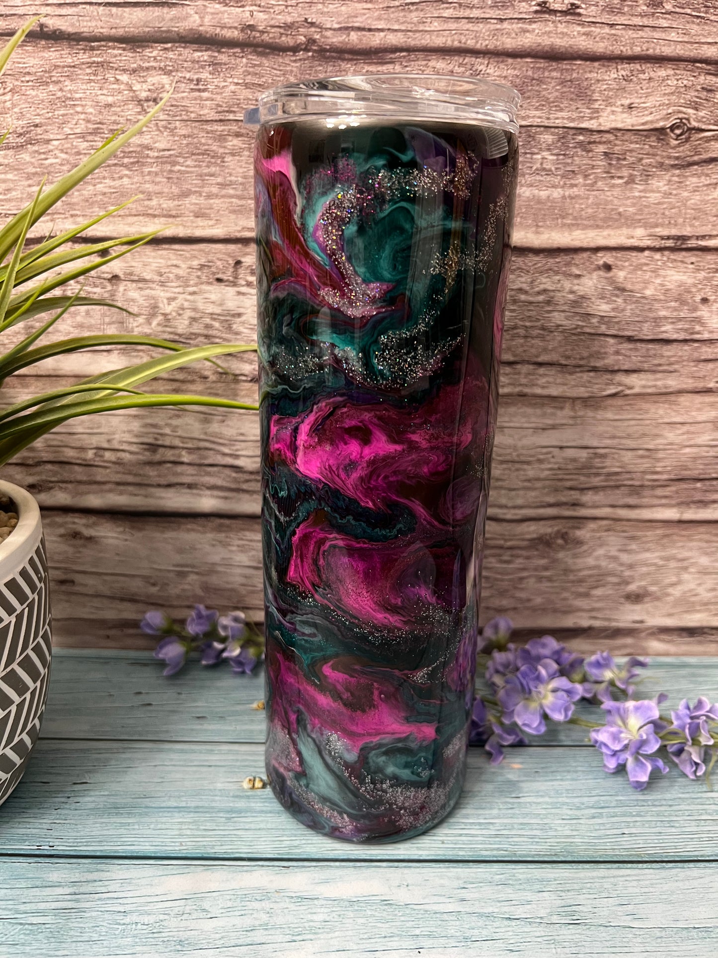 Midnight Raspberry Handmade Custom Epoxy Tumbler