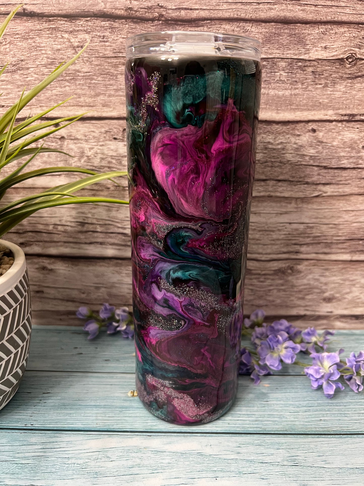 Midnight Raspberry Handmade Custom Epoxy Tumbler