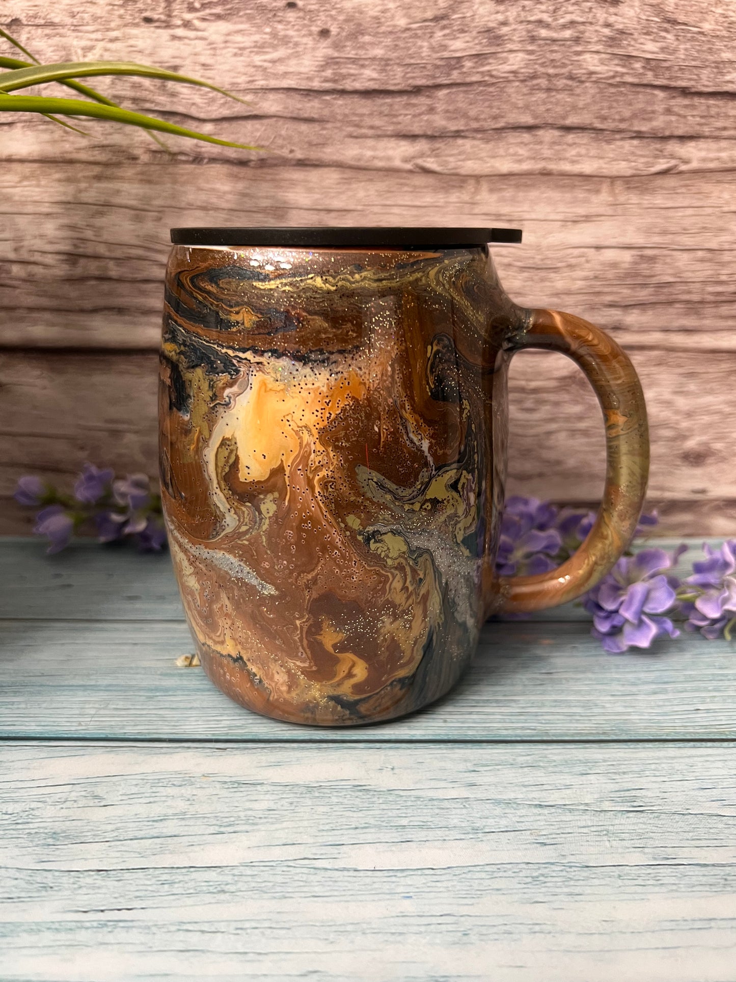 Cosmic Caramel Handmade Custom Epoxy Tumbler