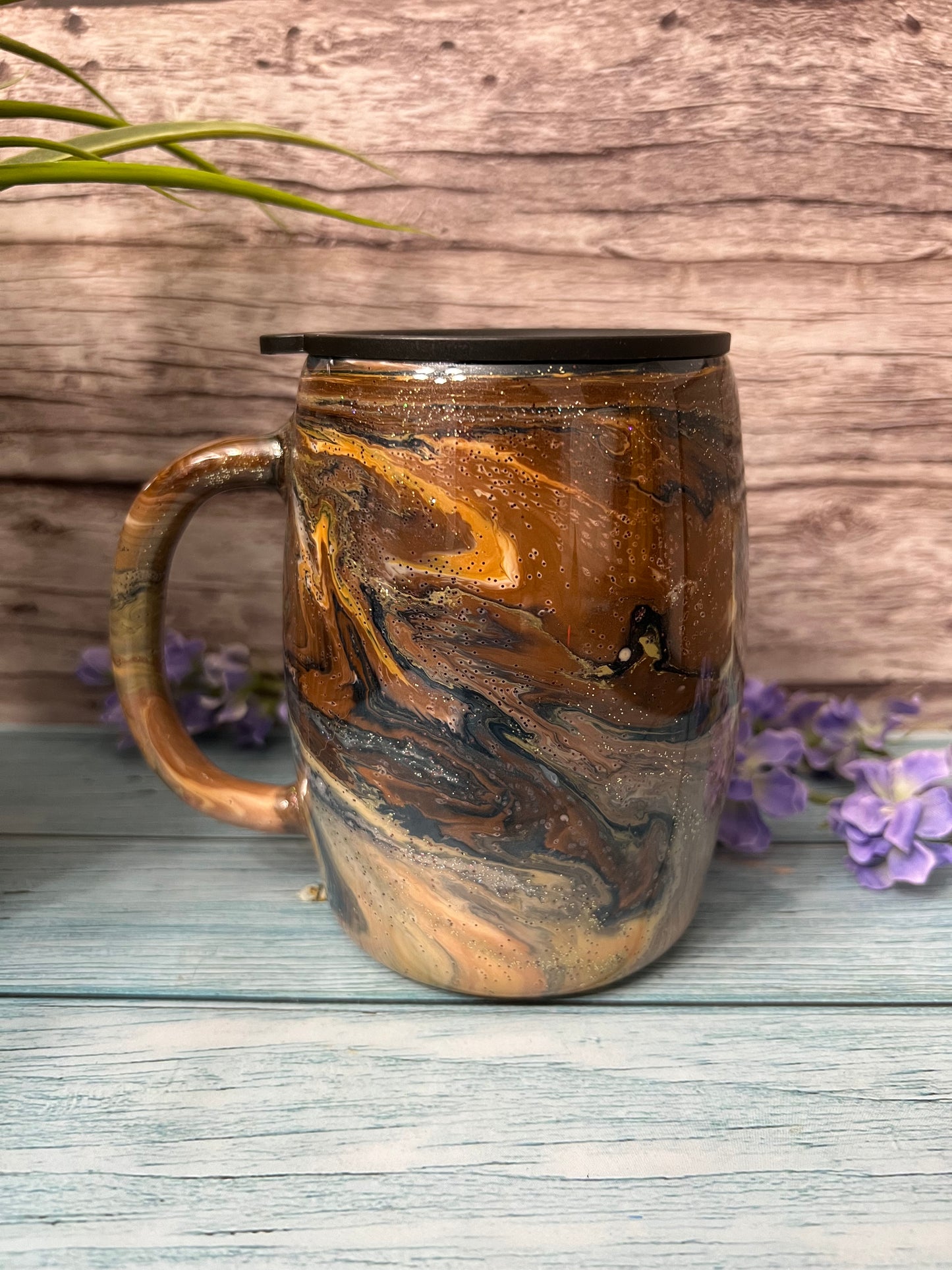 Cosmic Caramel Handmade Custom Epoxy Tumbler