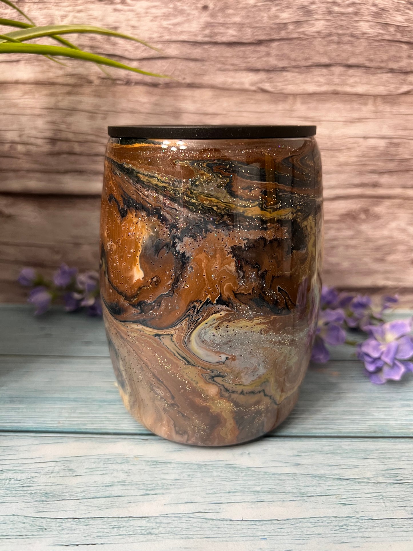 Cosmic Caramel Handmade Custom Epoxy Tumbler