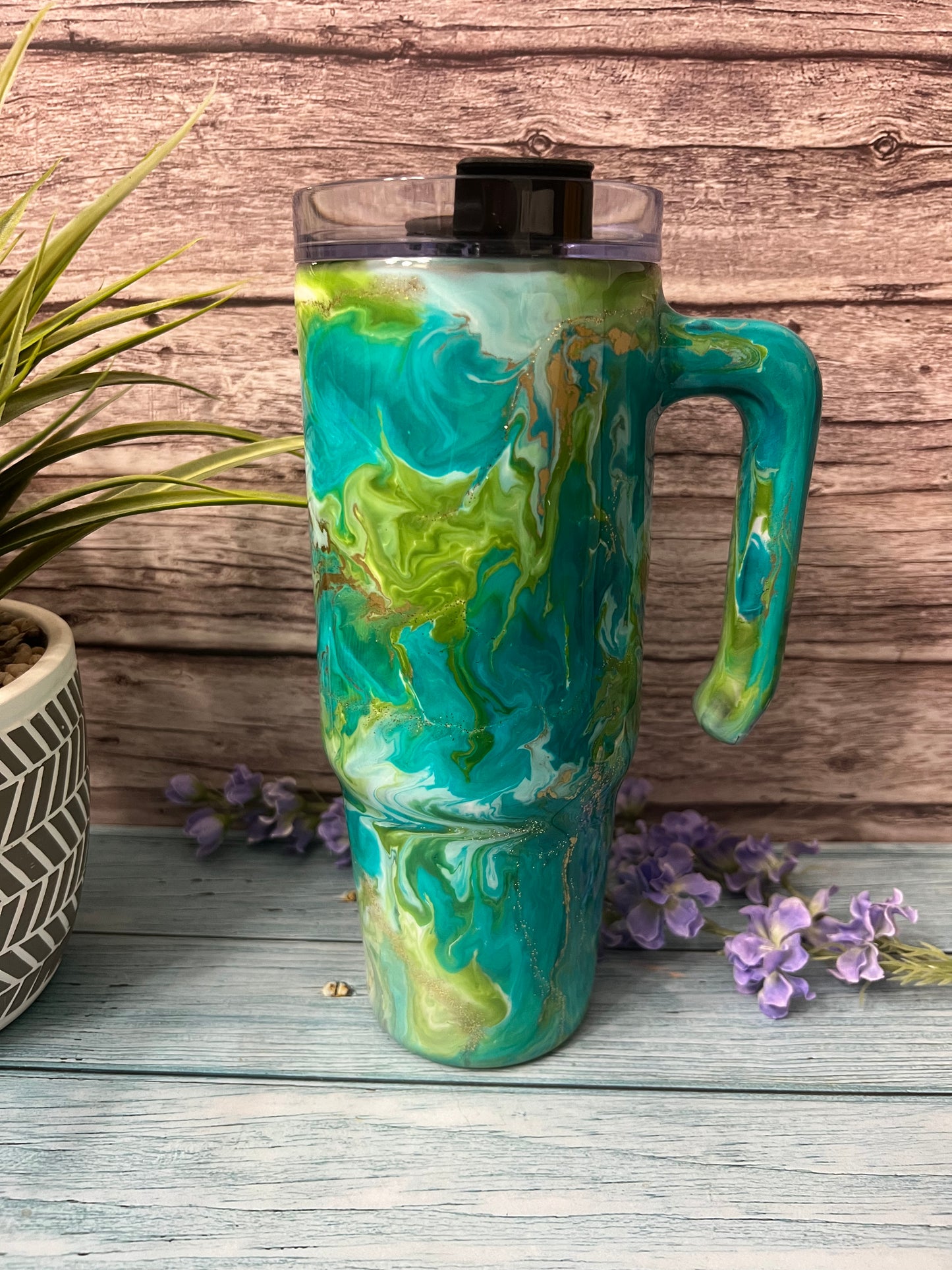 Green Goddess Handmade Custom Epoxy Tumbler