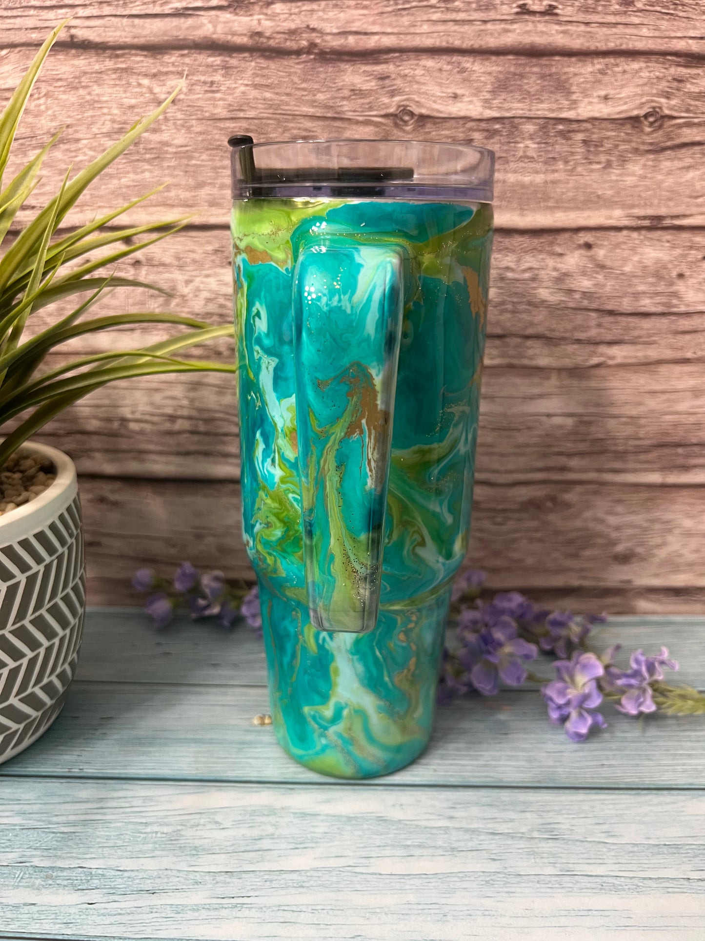 Green Goddess Handmade Custom Epoxy Tumbler