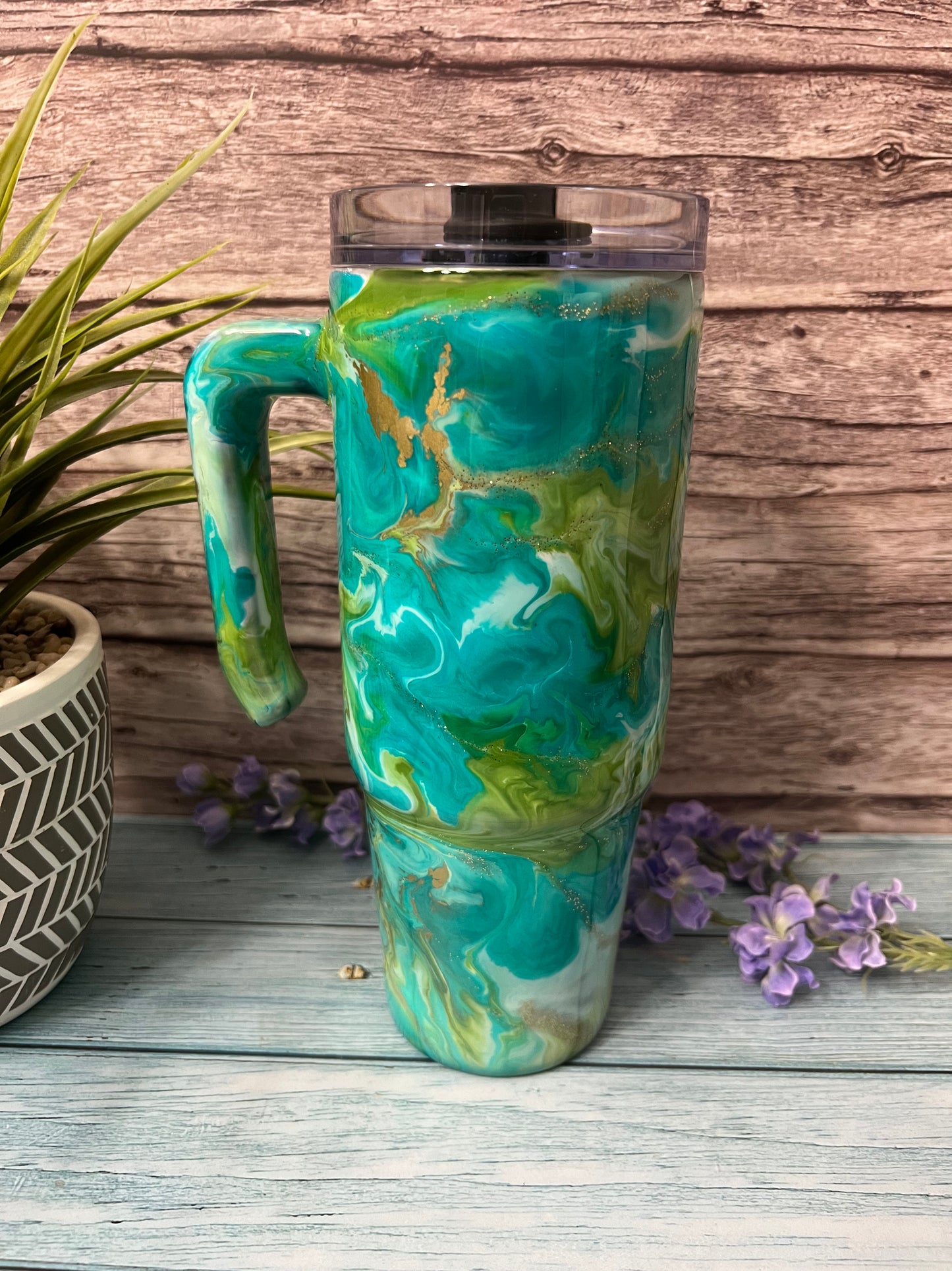 Green Goddess Handmade Custom Epoxy Tumbler