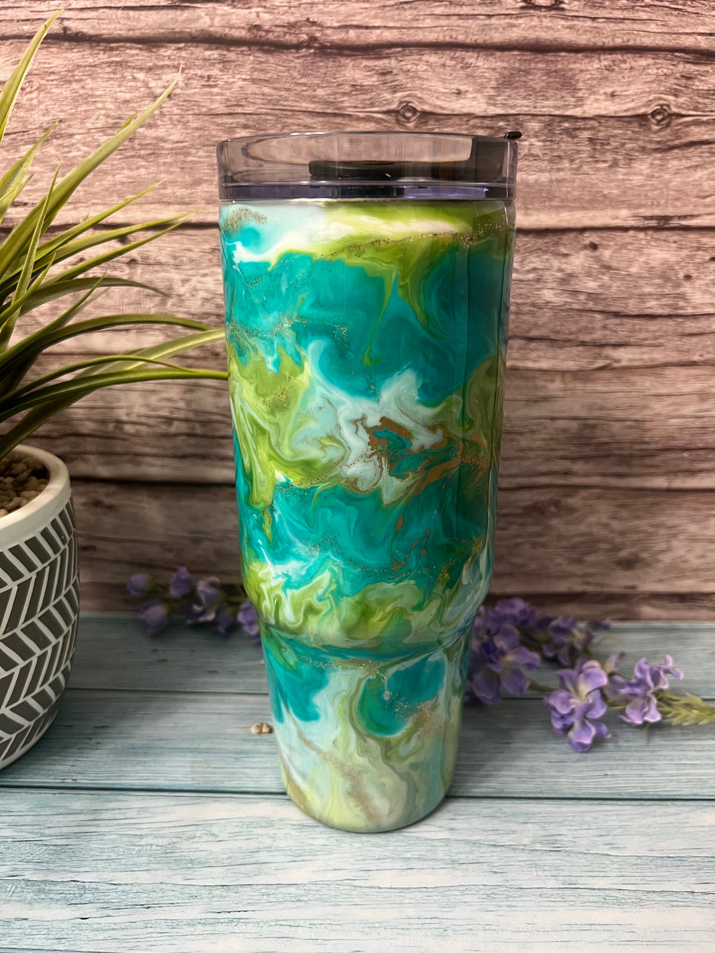 Green Goddess Handmade Custom Epoxy Tumbler