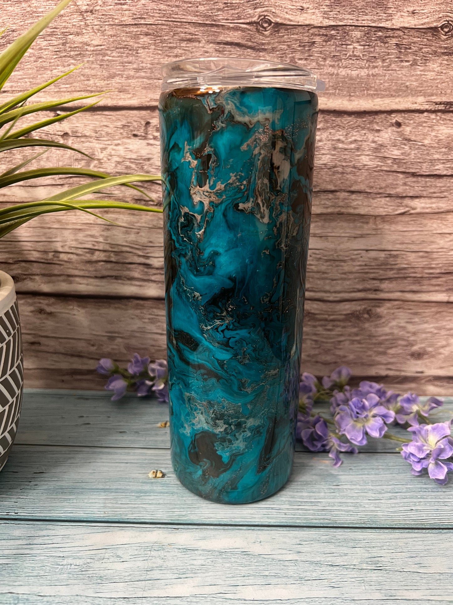 Blue Cascades Handmade Custom Epoxy Tumbler