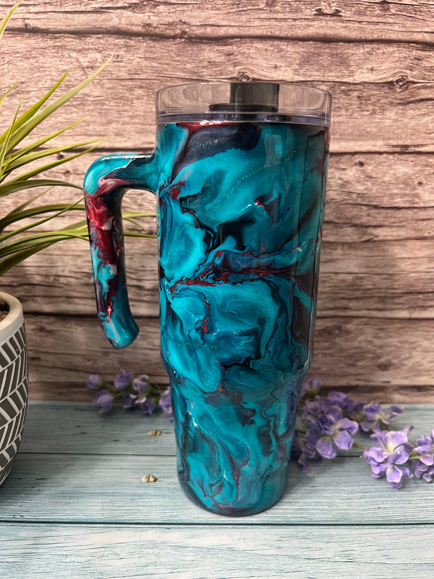 Blue Hawaii Handmade Custom Epoxy Tumbler