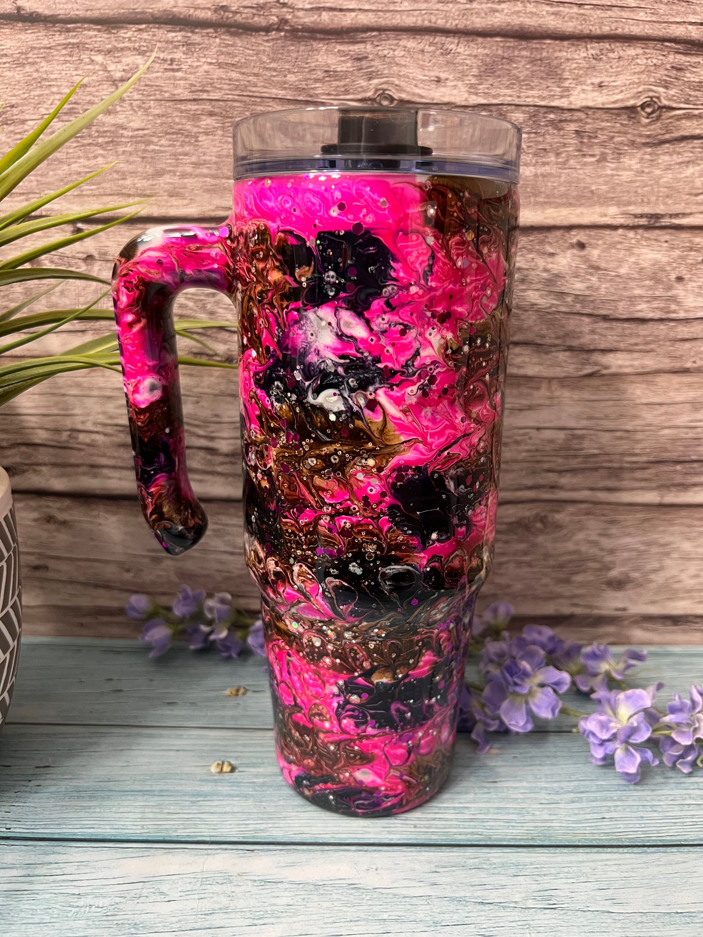 Pink Chaos Handmade Custom Epoxy Tumbler