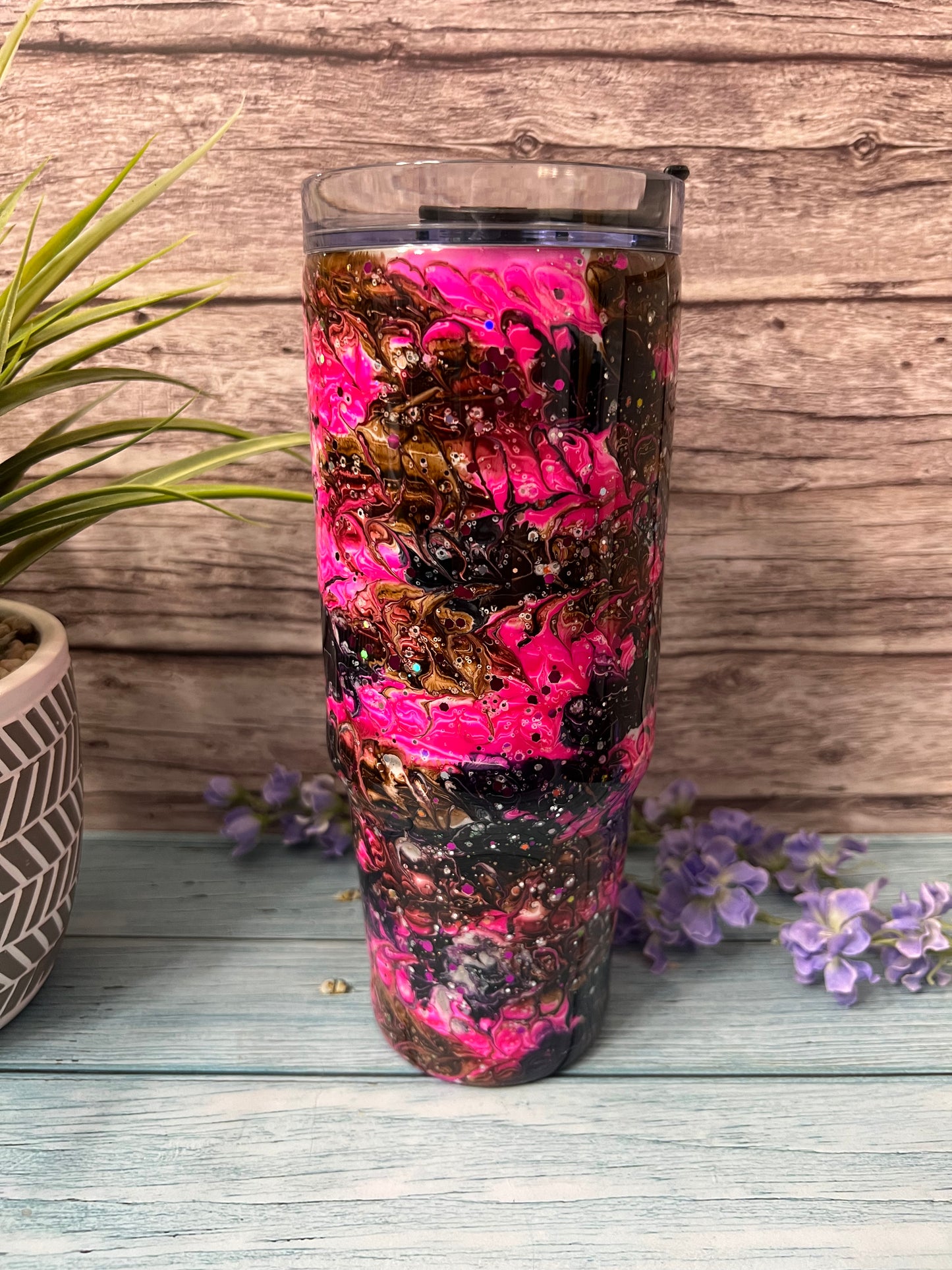 Pink Chaos Handmade Custom Epoxy Tumbler