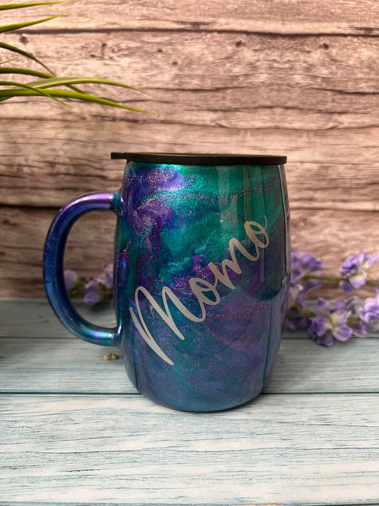 Peacock Sky Handmade Custom Epoxy Tumbler