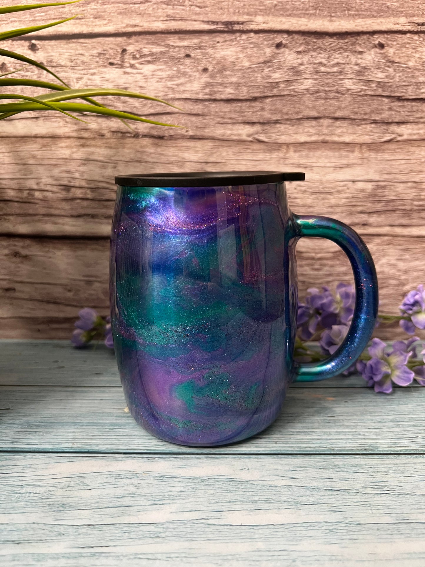 Peacock Sky Handmade Custom Epoxy Tumbler