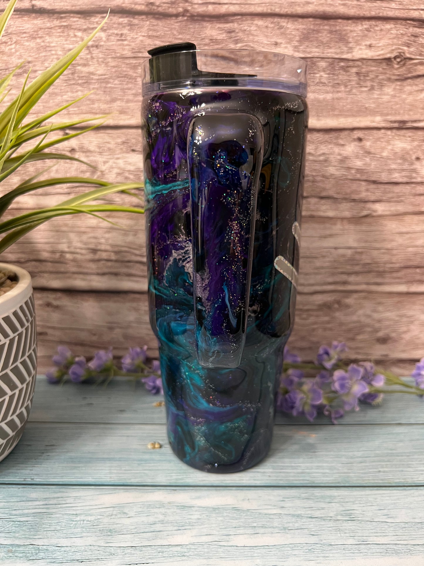 Purple Stream Handmade Custom Epoxy Tumbler