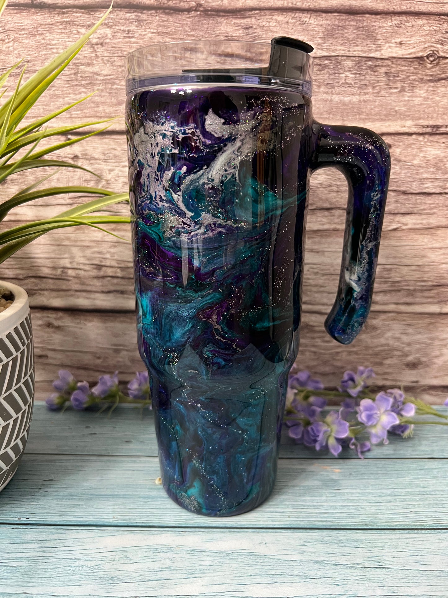 Purple Stream Handmade Custom Epoxy Tumbler