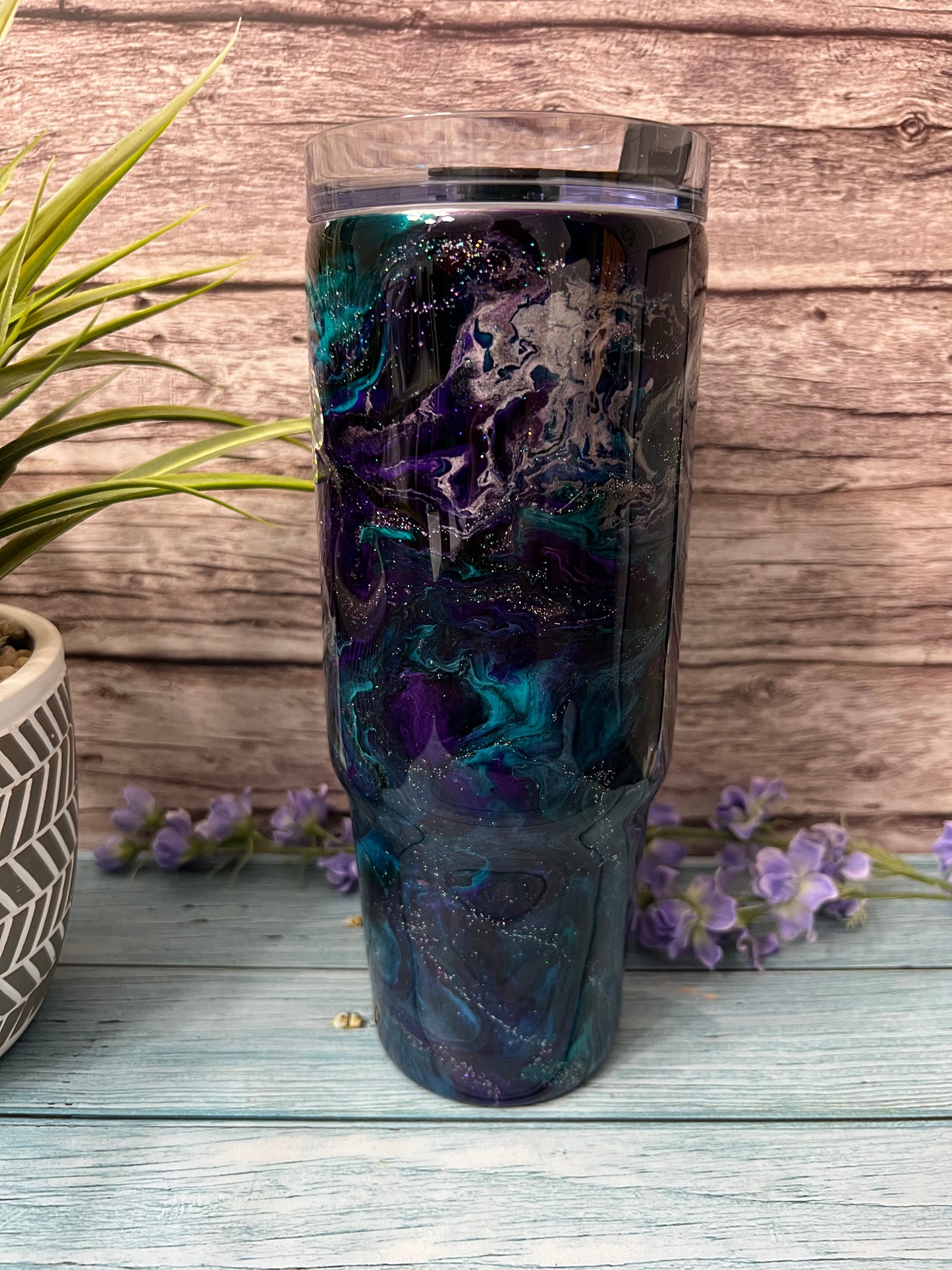 Purple Stream Handmade Custom Epoxy Tumbler