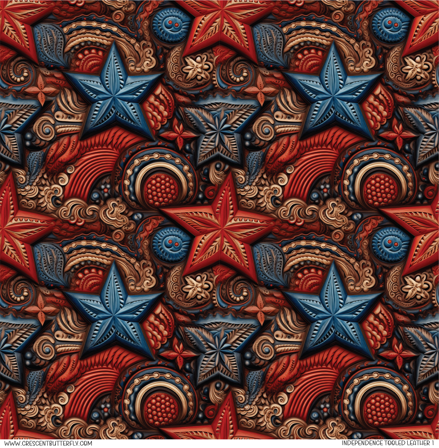 Independence Tooled Leather 1 Pattern Vinyl Sheet/Wrap