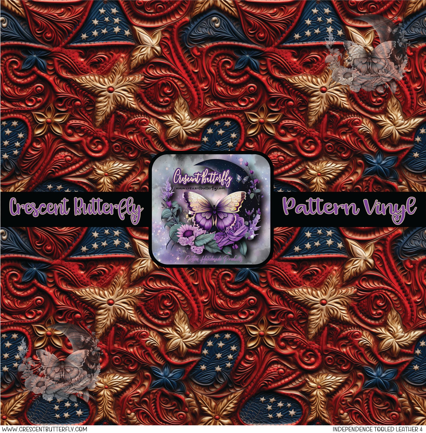 Independence Tooled Leather 4 Printed Vinyl Sheet/Wrap