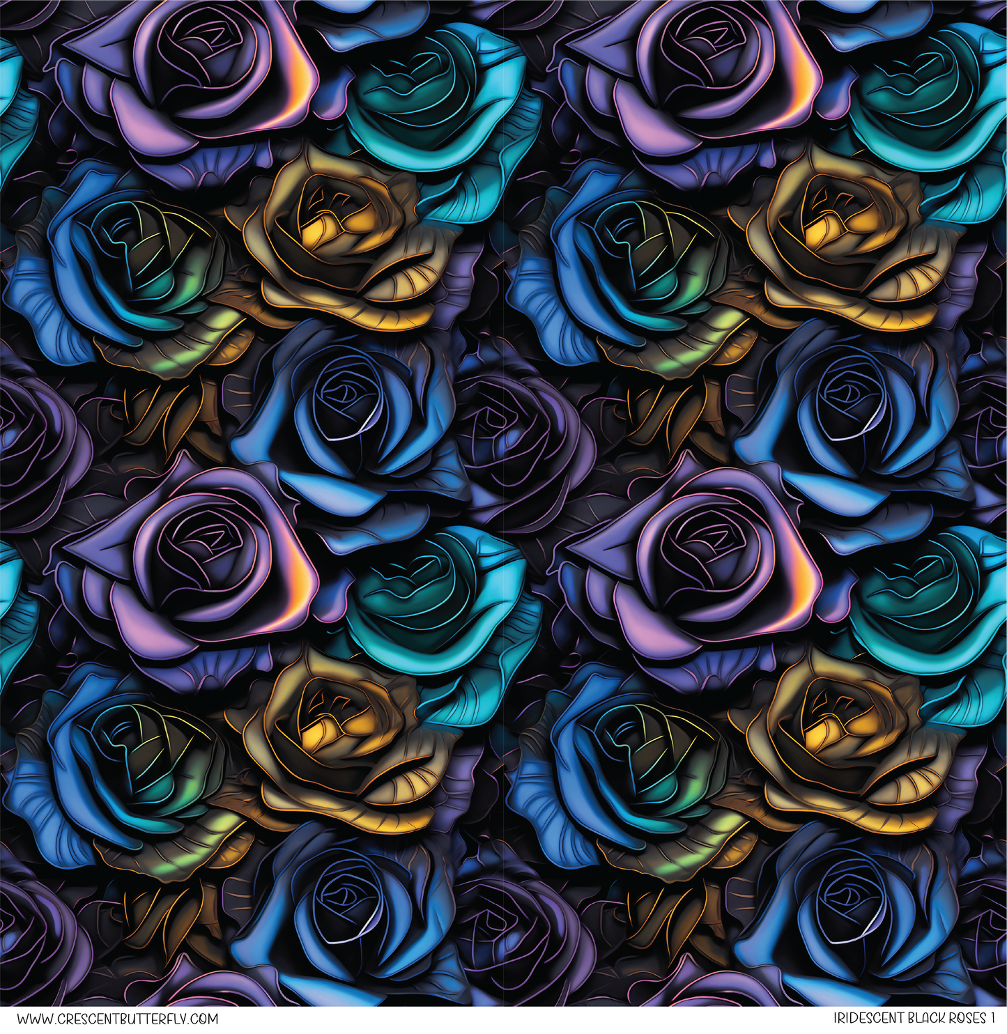 Iridescent Black Roses 1 Vinyl Sheet/Wrap