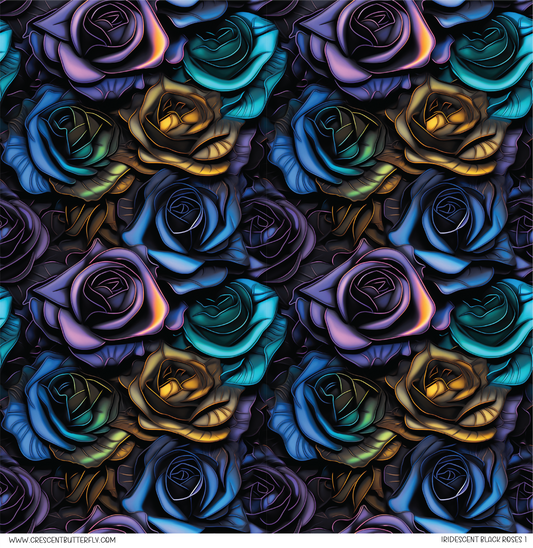 Iridescent Black Roses 1 Vinyl Sheet/Wrap