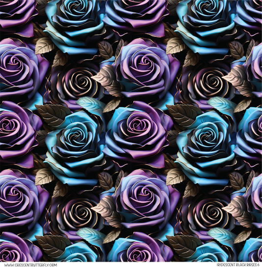 Iridescent Black Roses 6 Vinyl Sheet/Wrap