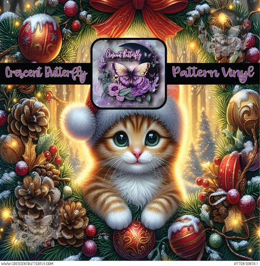 Kitten Santa 1 Printed Vinyl Sheet/Wrap