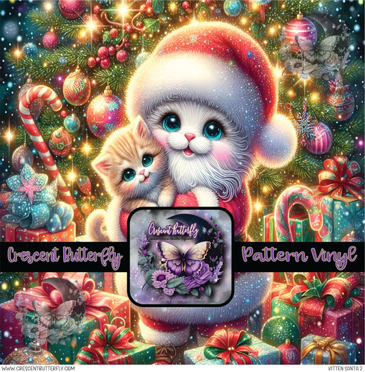 Kitten Santa 2 Printed Vinyl Sheet/Wrap