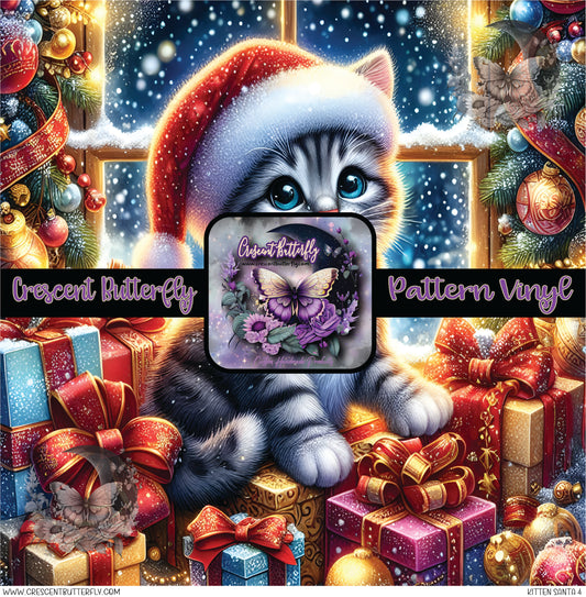 Kitten Santa 4 Printed Vinyl Sheet/Wrap