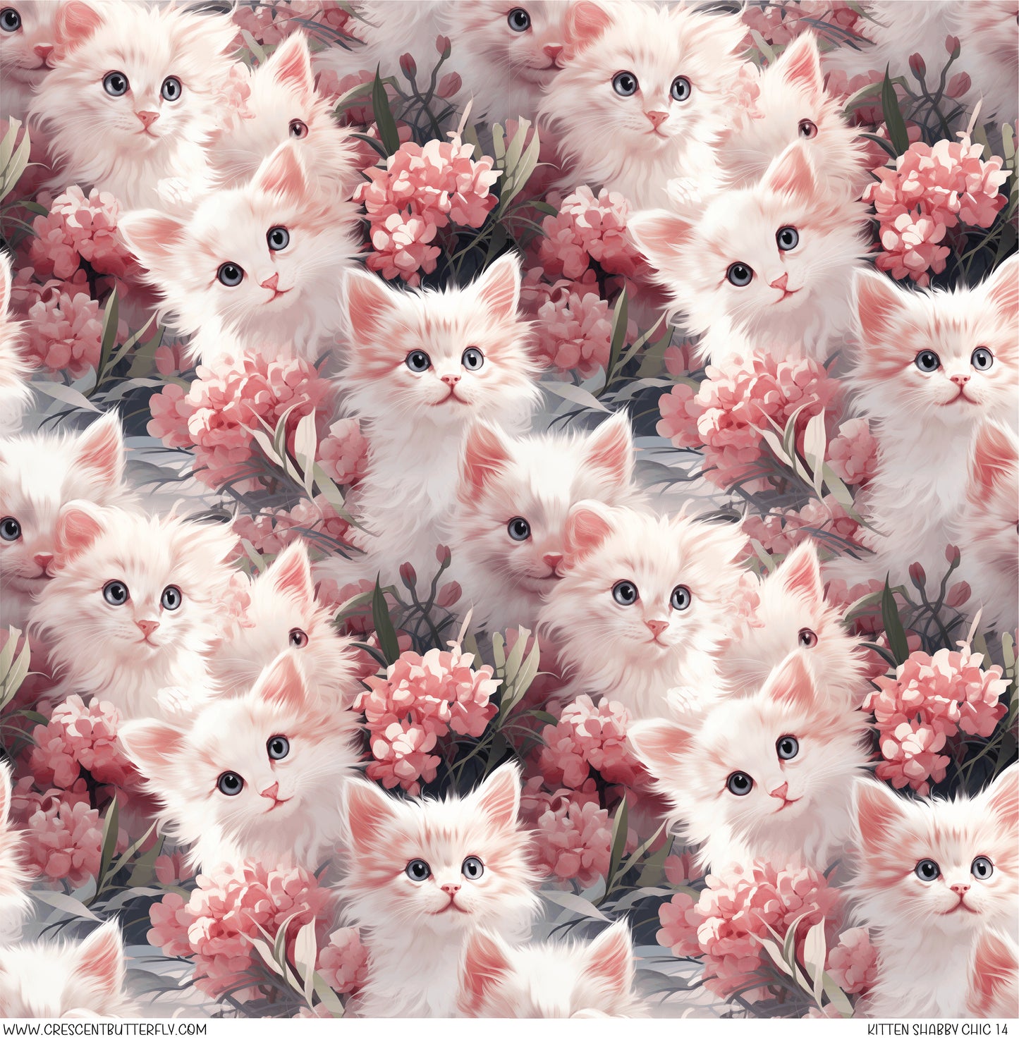 Kitten Shabby Chic 14 Printed Vinyl Sheet/Wrap