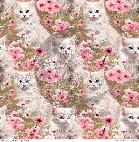 Kittens in Wildflowers 1 Printed Vinyl Sheet/Wrap