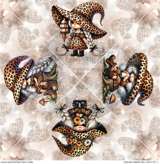 Leopard Gnome Girl V-Split Set-1 Printed Vinyl Sheet/Wrap