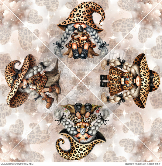 Leopard Gnome Girl V-Split Set-2 Printed Vinyl Sheet/Wrap