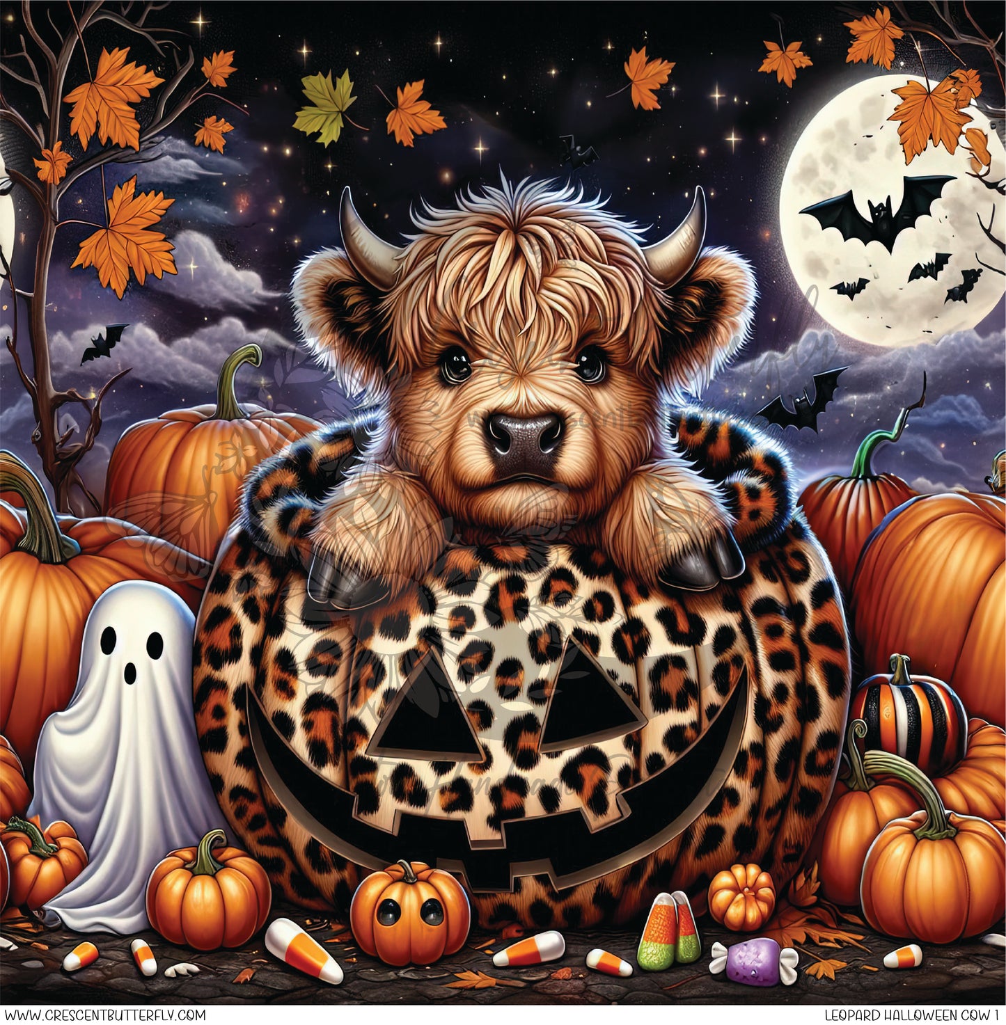 Leopard Halloween Cow 1 Printed Vinyl Sheet/Wrap