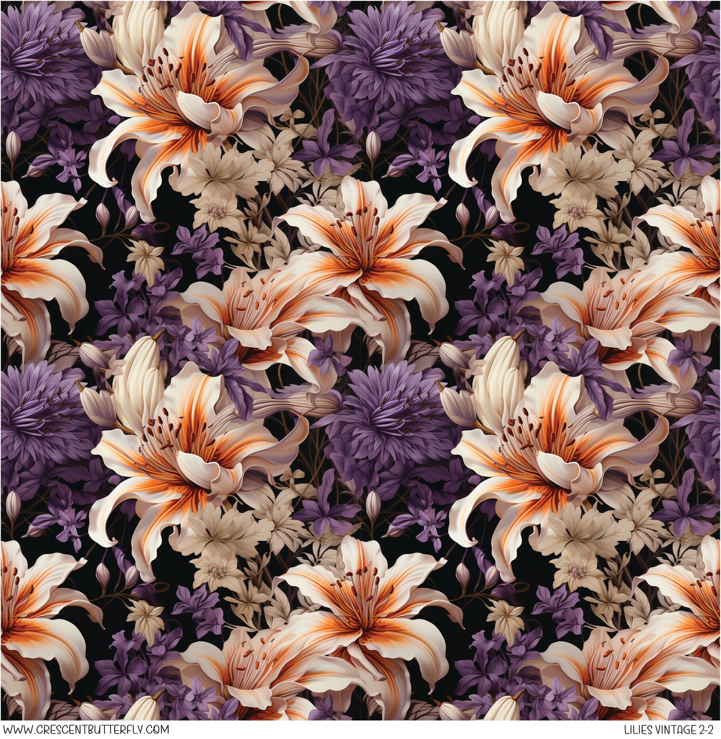 Lilies Vintage 2-2 Printed Vinyl Sheet/Wrap