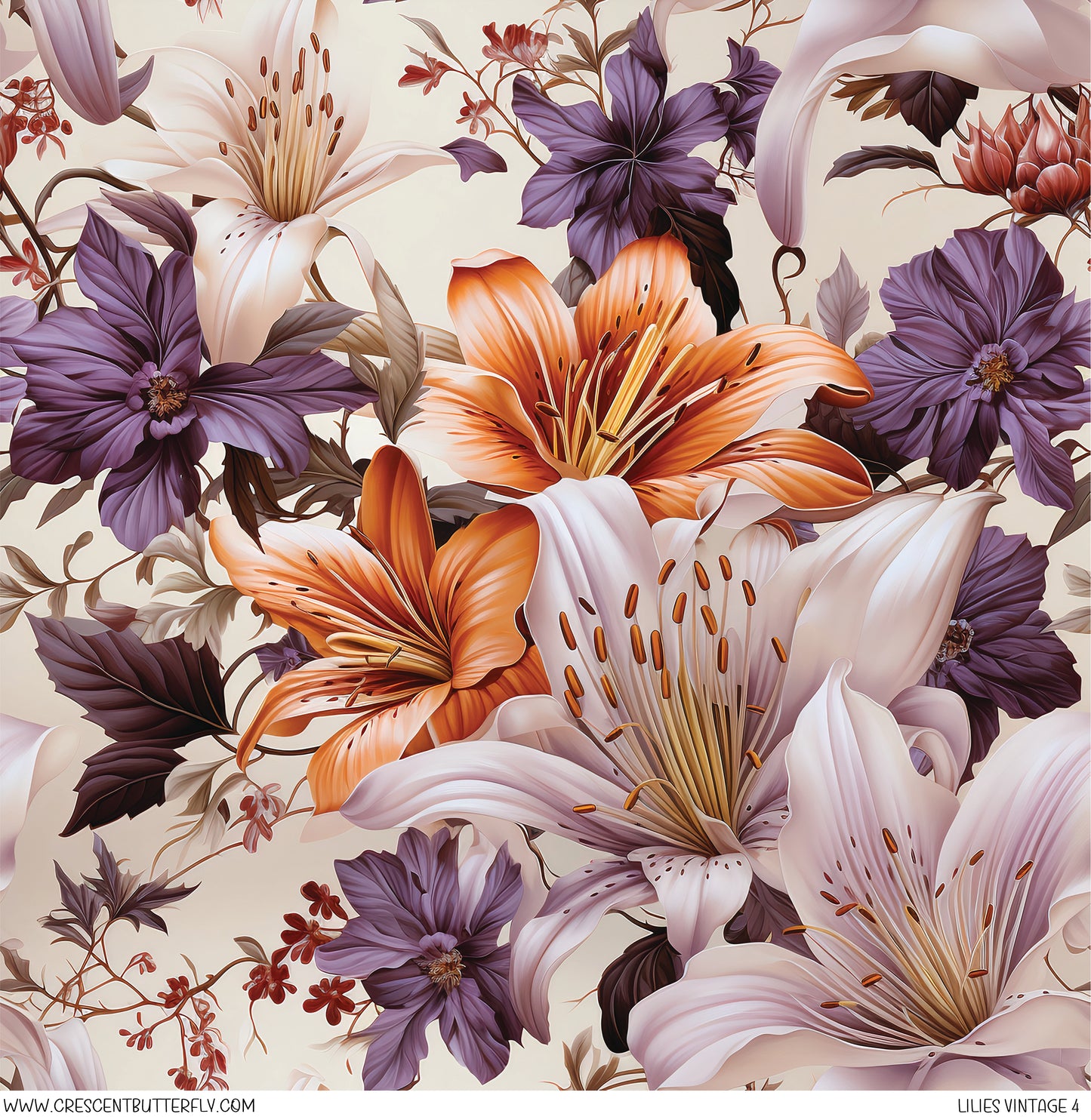 Lilies Vintage 4 Printed Vinyl Sheet/Wrap