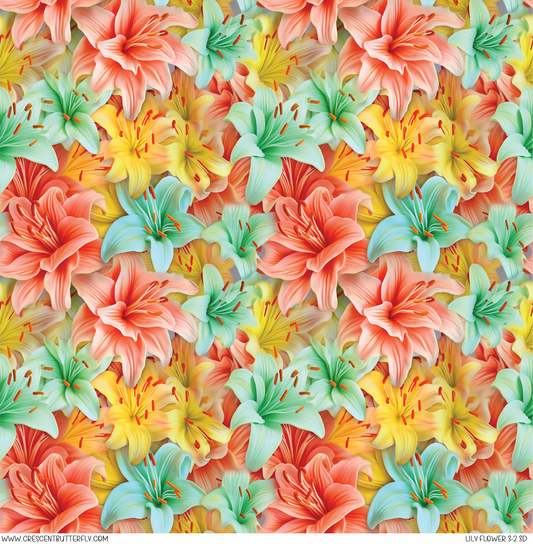 Lily Flower 3-2 3D Printed Vinyl Sheet/Wrap