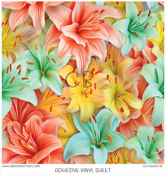 Lily Flower 3 3D Printed Vinyl Sheet