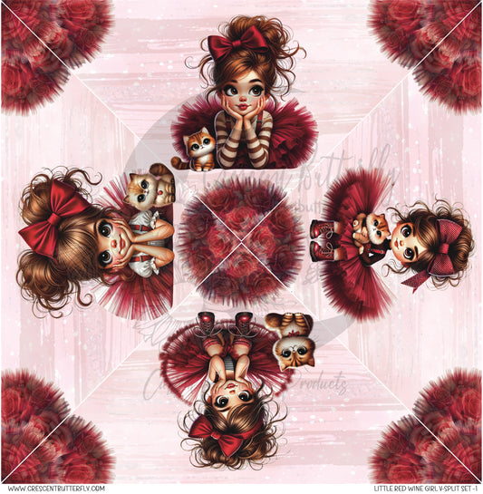Little Red Wine Girl V-Split Set-1 Printed Vinyl Sheet/Wrap