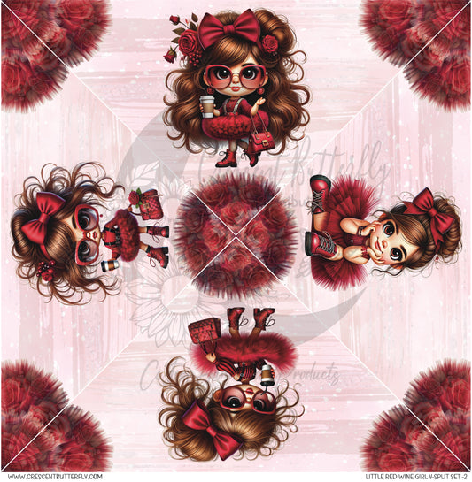 Little Red Wine Girl V-Split Set-2 Printed Vinyl Sheet/Wrap