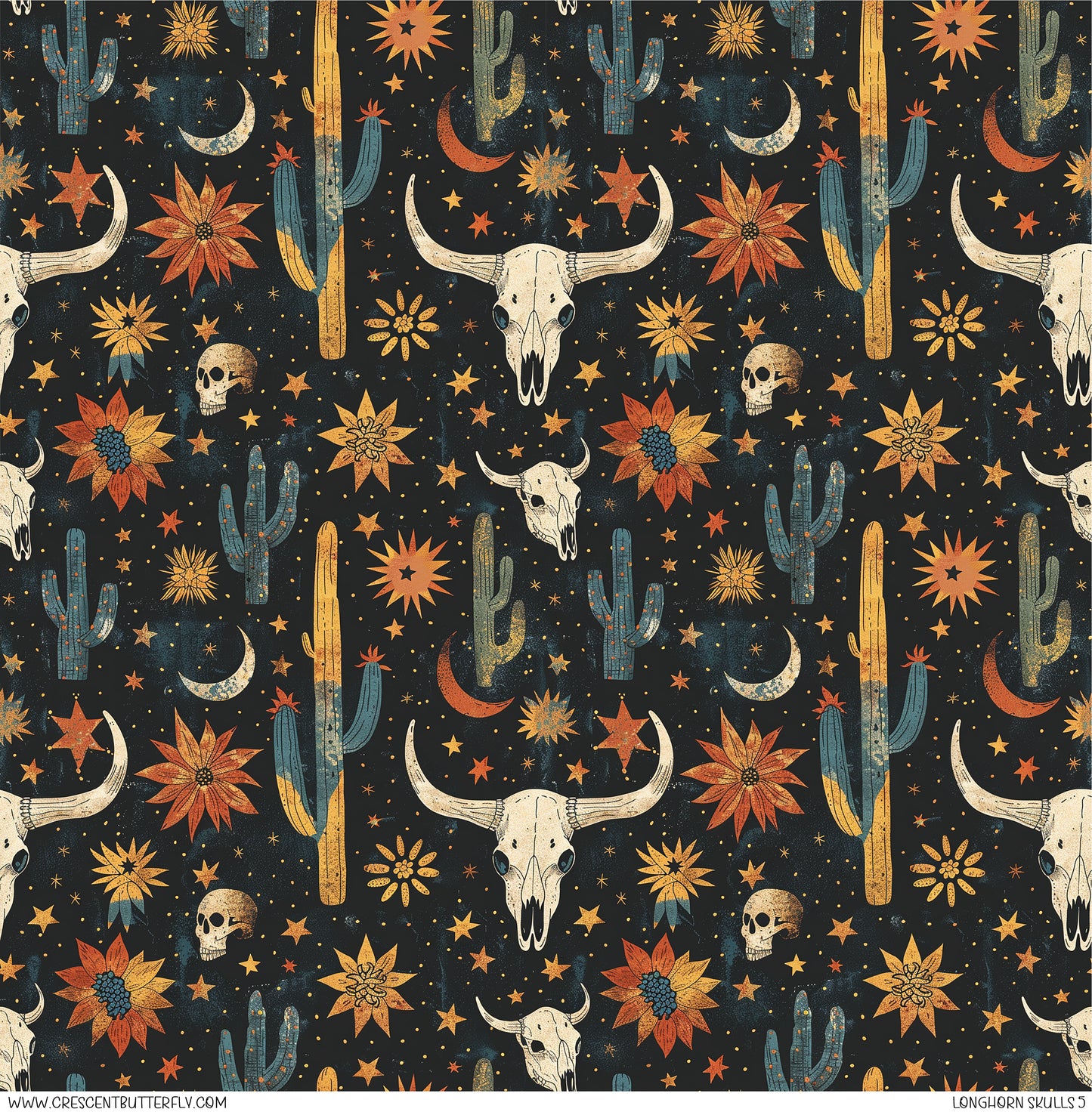 Longhorn Skulls 5 Printed Vinyl Sheet-Tumbler Wrap