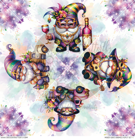 Mardi Gras Gnomes V-Split Set-1 Printed Vinyl Sheet/Wrap