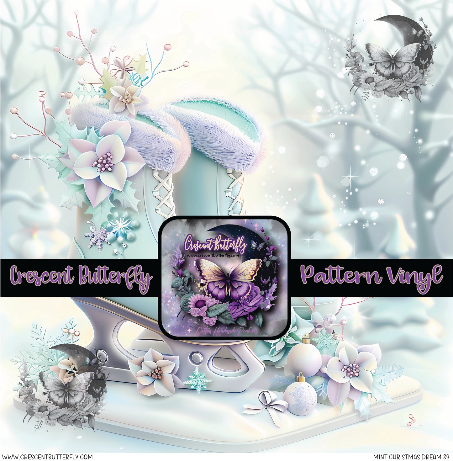 Mint Christmas Dream 39 Printed Vinyl Sheet/Wrap