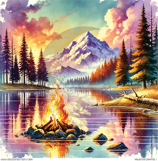 Mountain Campfire 1 Printed Vinyl Sheet/Wrap